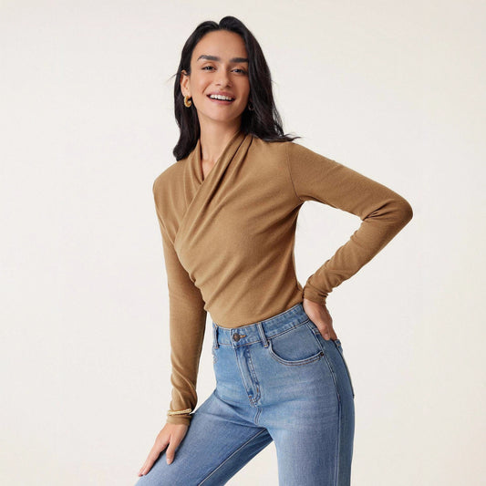 Fashion Women Solid Color Pullover Sweater Slim Fit - Dlivs