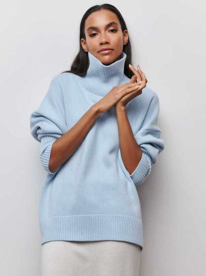Winter Turtleneck Sweater Ins Solid Color Long Sleeve Pullover Top Women's Clothing - Dlivs