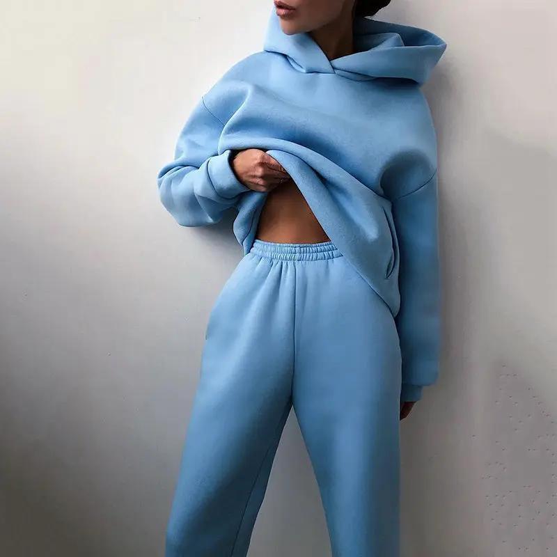 Dlivs Simple Solid Color Hooded Casual Suit - Dlivs