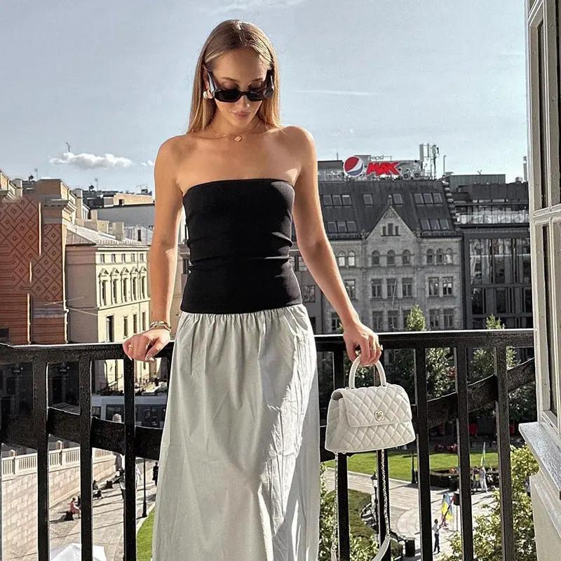 Color Contrast Patchwork Tube Top Dress - Dlivs