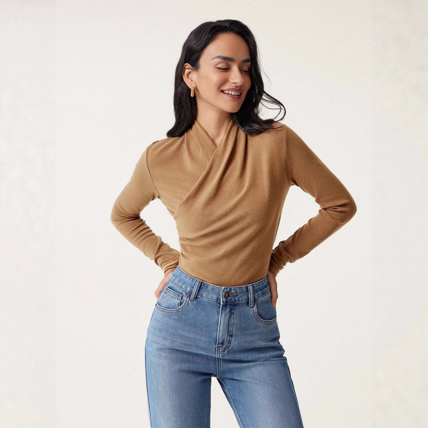 Fashion Women Solid Color Pullover Sweater Slim Fit - Dlivs