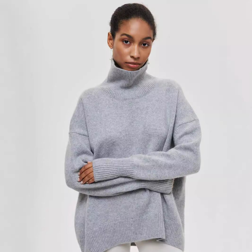 Winter Turtleneck Sweater Ins Solid Color Long Sleeve Pullover Top Women's Clothing - Dlivs