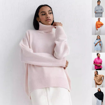 Winter Turtleneck Sweater Ins Solid Color Long Sleeve Pullover Top Women's Clothing - Dlivs