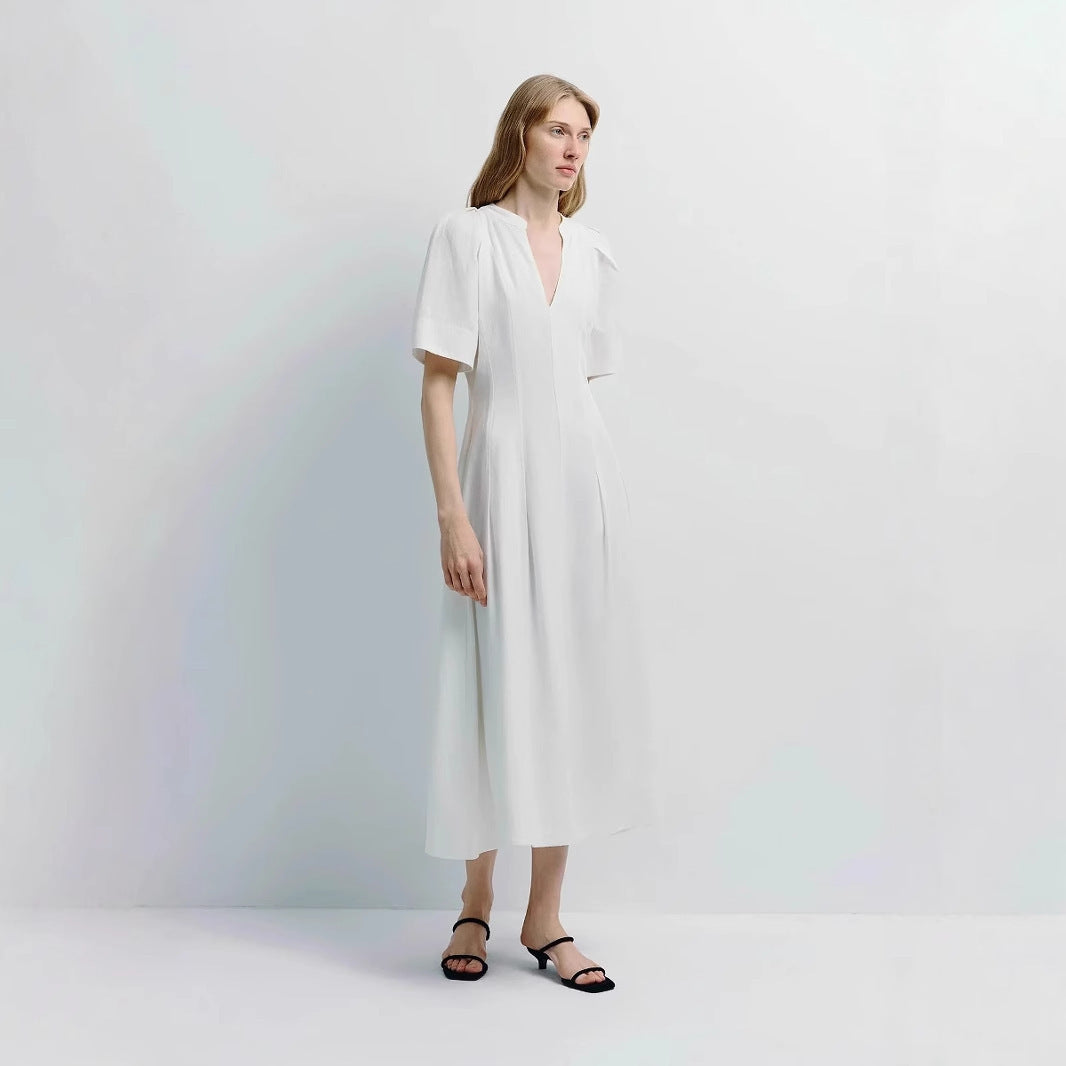 European American Waist-tight A- Line Dress - Dlivs