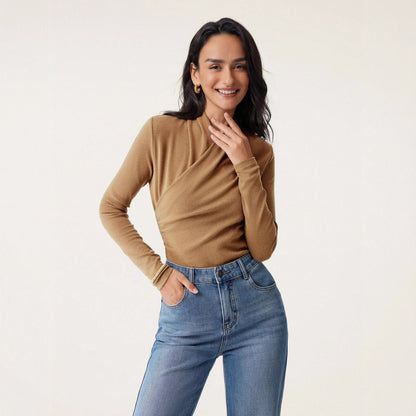 Fashion Women Solid Color Pullover Sweater Slim Fit - Dlivs