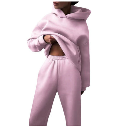 Dlivs Simple Solid Color Hooded Casual Suit - Dlivs