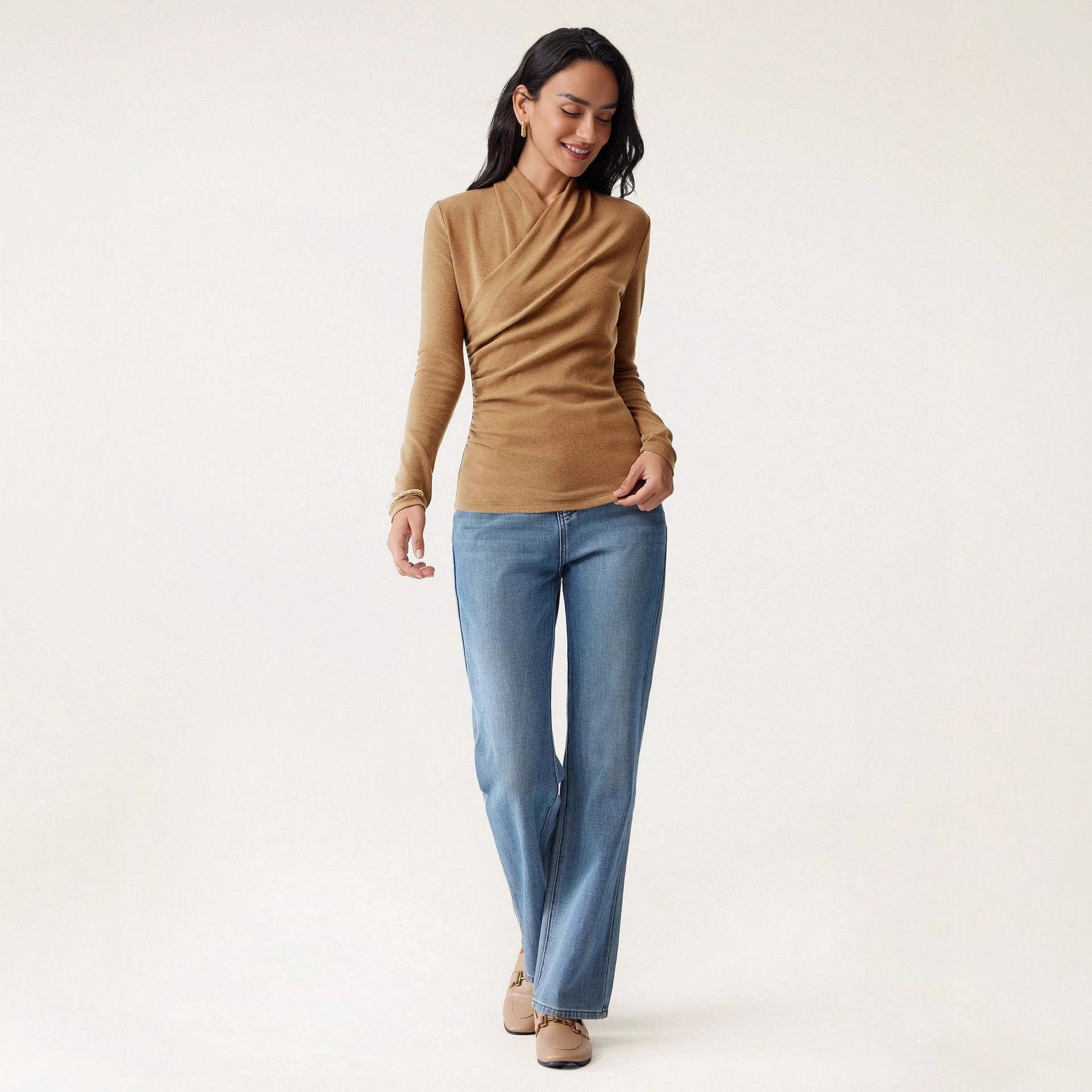 Fashion Women Solid Color Pullover Sweater Slim Fit - Dlivs